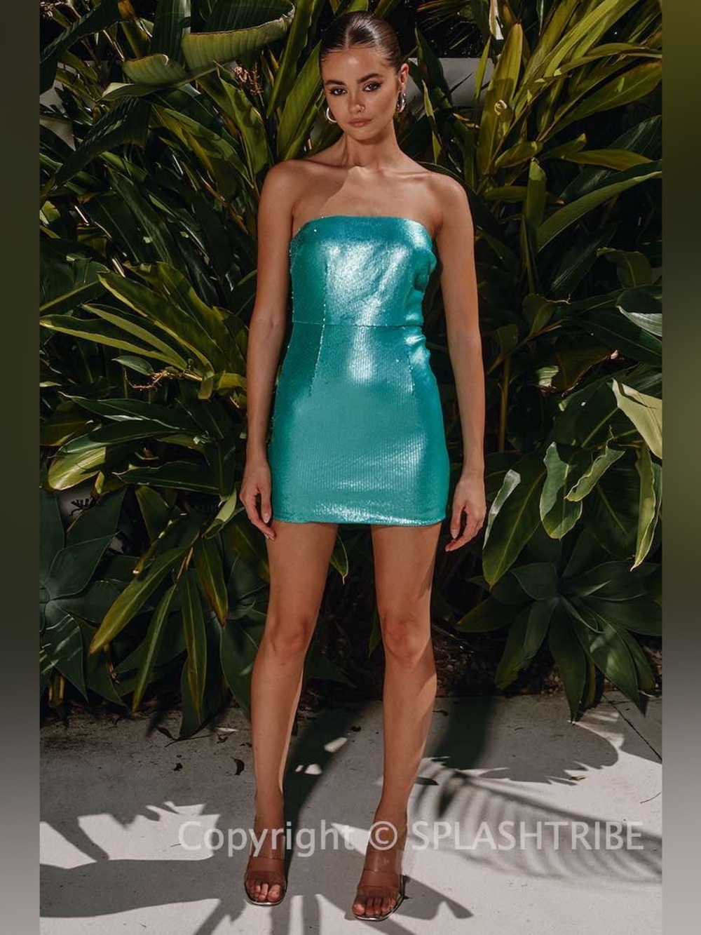 Runaway The Label Strapless Shimmer Mini Dress in Teal NWT Size Large